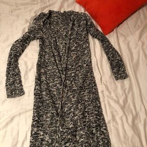 Long Black and White Duster Sweater